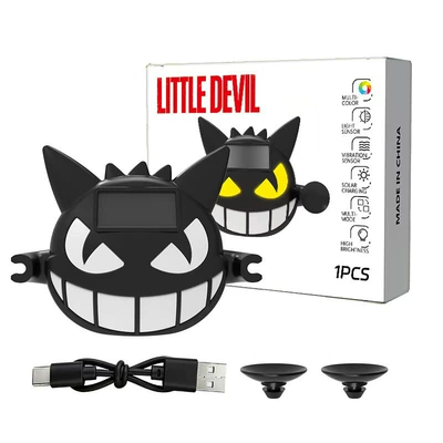Cross-Border Solar-Powered Car Dynamic Devil Eye Led Expression Light Warning Light for Vehicle Use, No Wiring Required, Ambient Lighting (Other lights) - solar-powered-colorful-little-devil-eye-lamp