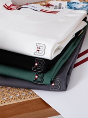 ハイエンドのヨーロッパ商品のシルクの光の両面の馬の綿の軽い贅沢なtシャツの外国貿易の切り抜きの夏のゆるい丸首の半袖のtシャツの男
