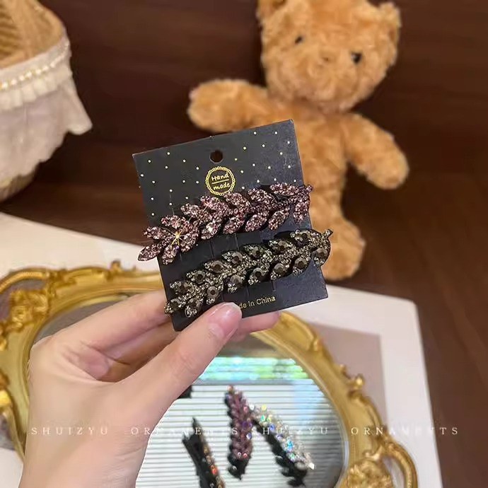 Alta sensación de diamante de brocas de trigo pin de borde 2024 nuevo cabello roto pin de cabello frangeo cabeza detrás de una palabra pin de boca de broca pin de cabeza