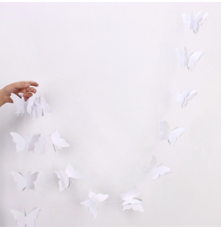 Cuerda de papel en forma de mariposa Garland fiesta de cumpleaños decoración arreglo globo borla colgante globo fiesta de vestir