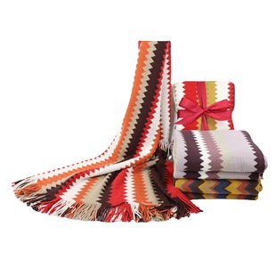 Manufacturer Customized Warm and Fashionable New Wave Acrylic Bohemian Warp Knitted Blanket Acrylic Warp Knitted Scarf