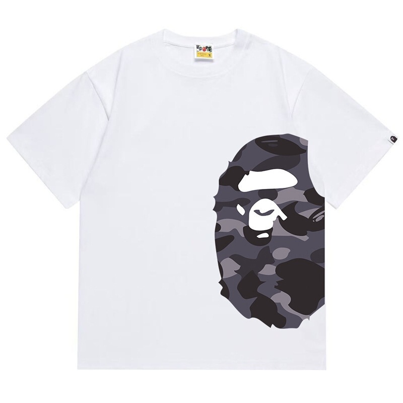 New Heavyweight Trendy Brand Bape Ape Casual Versatile Fashion Wholesale Couple's Short-Sleeve T-Shirt Heavyweight Pure Cotton