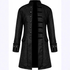 ハロウィンアマゾンヨーロッパとアメリカのメンズコート無地ファッションスチームパンクレトロメンズ制服スタンドカラー服