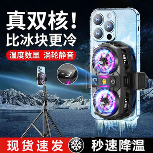 2025 new dual-core radiator semiconductor refrigeration icing cooling artifact mobile phone e-sports mute back clip integrated