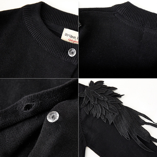 2024 Spring and Autumn Wings Girls Knitted Cardigan Cotton Internet Celebrity Fashionable Children's Sweater Cardigan Jacket One Piece Dropshipping