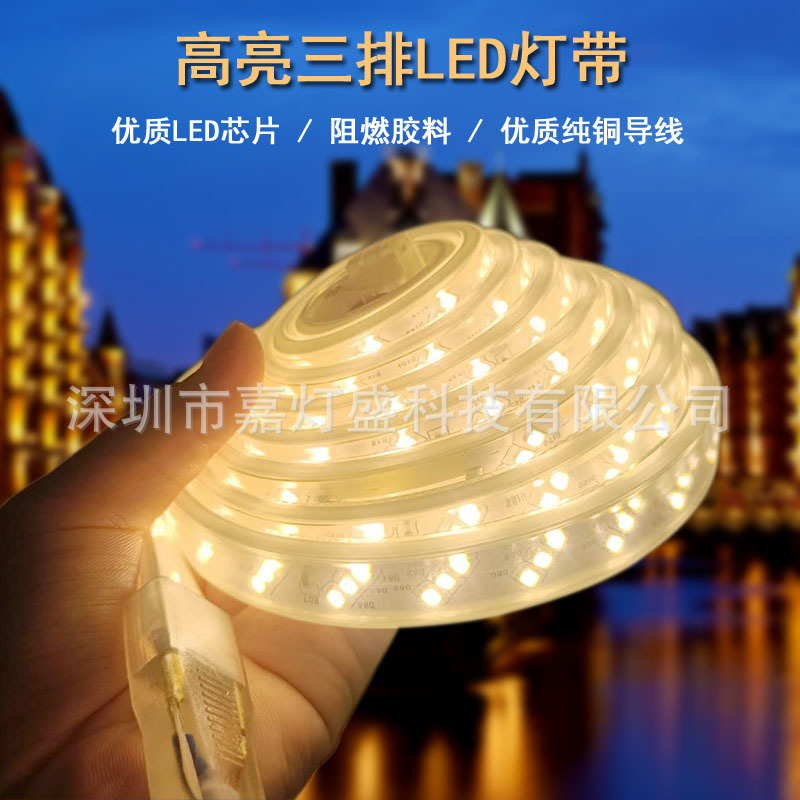220V LED 높은 전압 빛 밝은 야외 방수 2835 더블 행 세 줄 빛 홈 엔지니어링 조명 거실