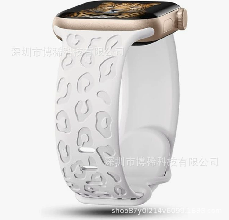 Ремешок для часов (Apple) силиконовый — вогнутый леопардовый узор, подходит 38/40/41/42/44/45/46/49 мм