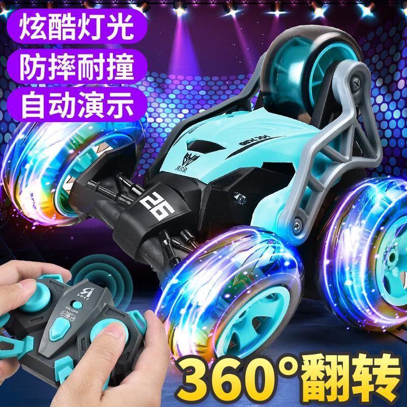 Coche volquete de acrobacias de control remoto Coche ligero para niños de juguete todoterreno de 5 ruedas recargable Coche de carreras giratorio de 360 grados