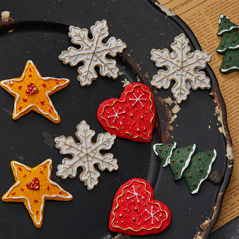 5cm árbol de Navidad de nieve de resina de cinco puntos pegatinas de decoración de Navidad accesorios de amor decoración