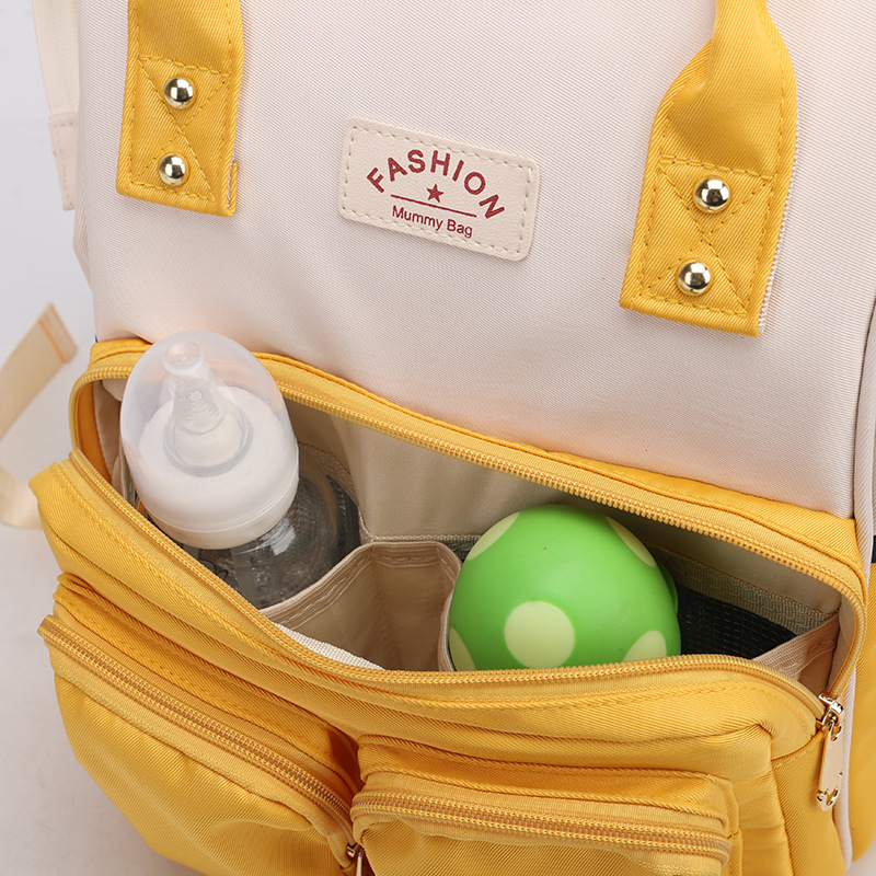 Manufacturer Wholesale Mummy Bag Double Front Bag Lovely Color Contrast Mummy Bag Large Capacity Multifunctional Mother Infant Bag Backpack