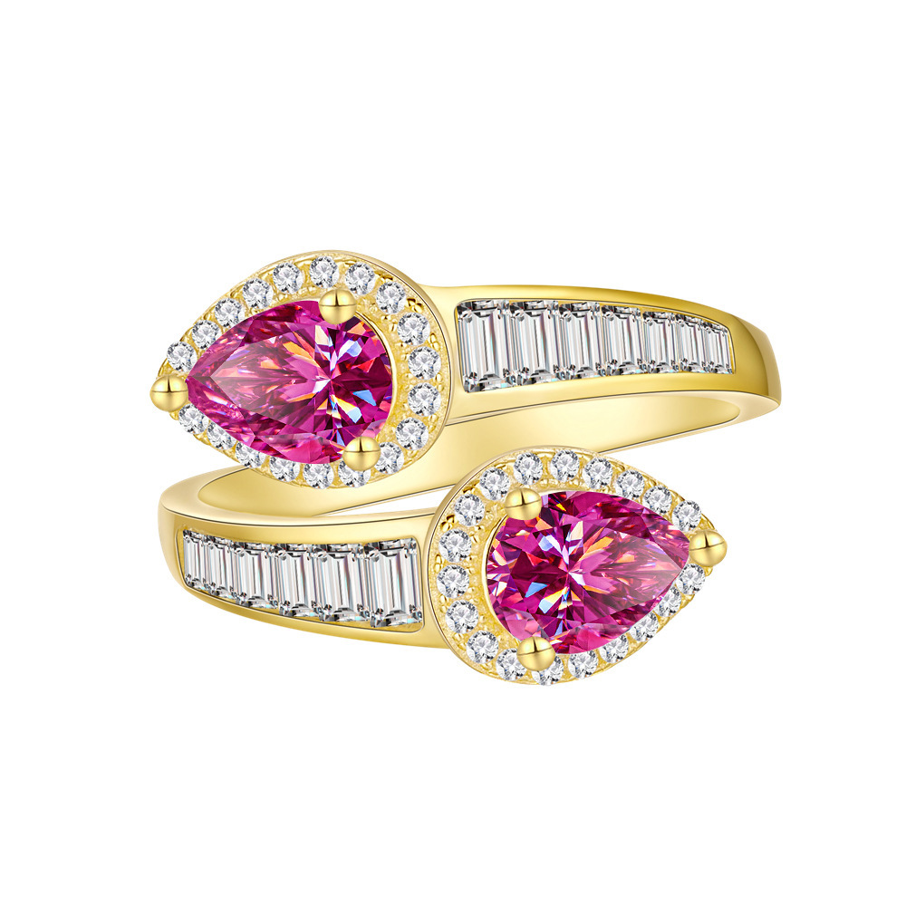 5 * 7MM1 quilates gotas de agua anillo de moissanita s925 plata chapado 14k oro anillo de moda joyas personales