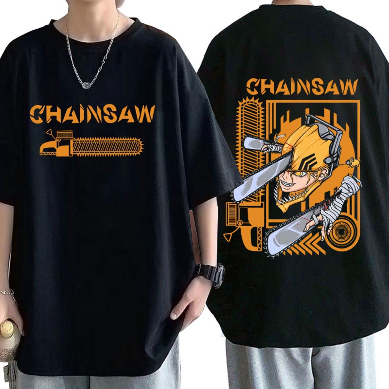 Camiseta de Anime Chainsaw Man, Camiseta con Motosierra