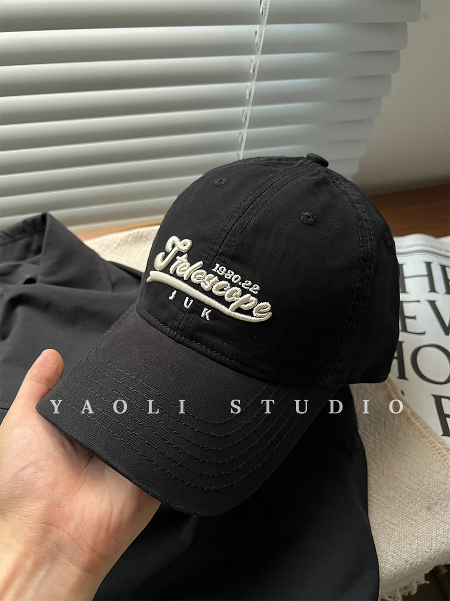 Corea del Sur Inglés bordado sombrero de béisbol mujer pareja de cabeza grande cara pequeña sombrero de protección solar