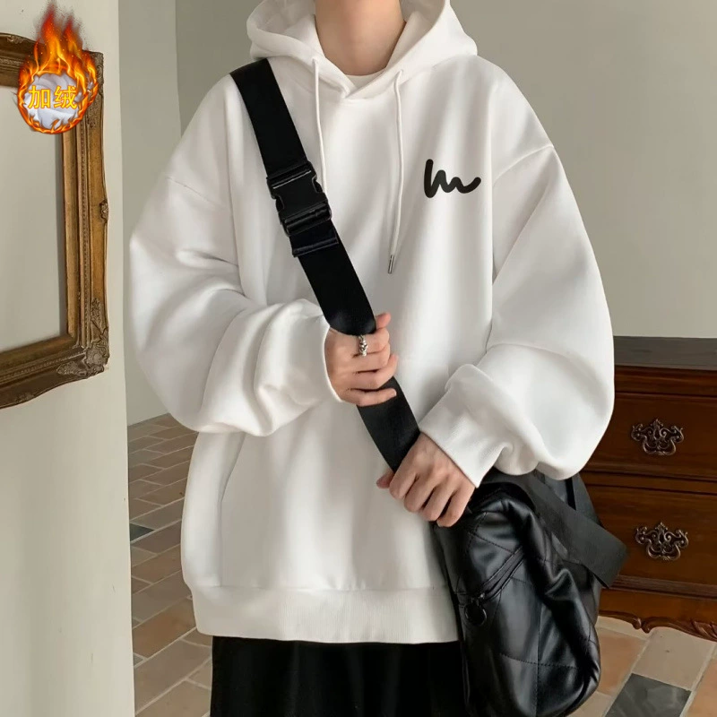 Тяжелый свитер с капюшоном мужской осенью и зимой плюшевый гонконгский стиль ретро свободная куртка oversize топ прилив