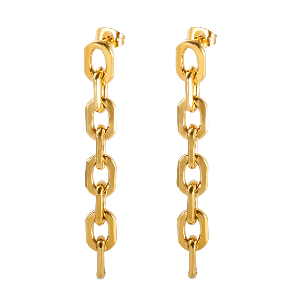 골드 18K 골드 전기도금 직사각형 이어링