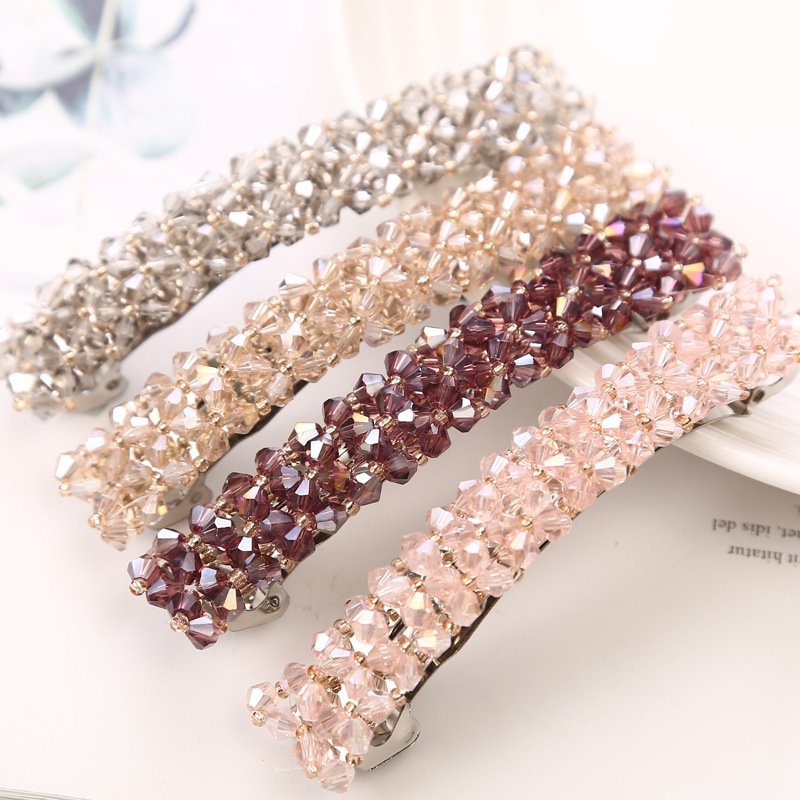 Fishing Line Braided Sawtooth Spring Clip Internet Celebrity Cross-Border Trendy Headwear Side Clip Korean Ins Simple Multi-Color Crystal Hair