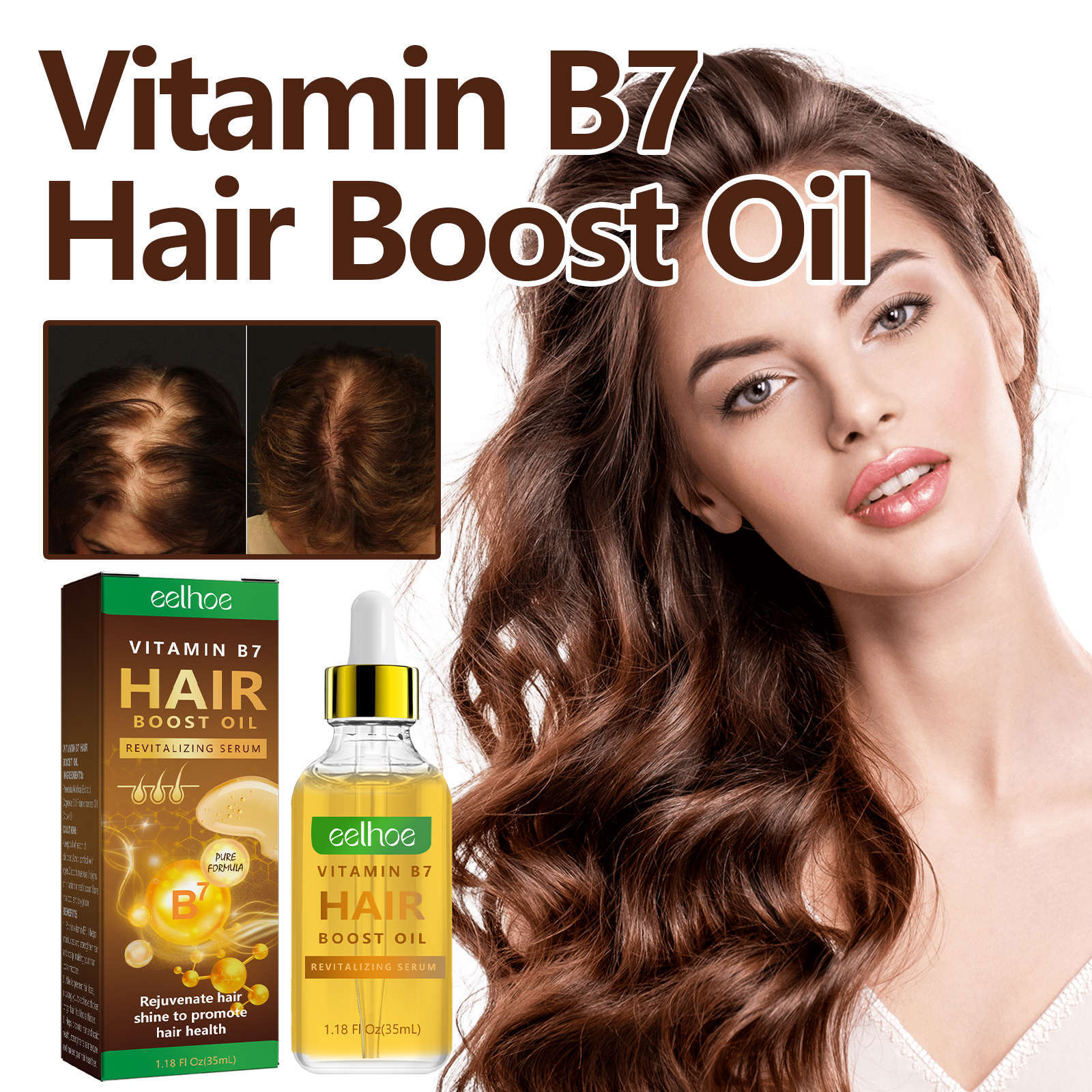 Esența de îngroșare a părului EELHOE întărește rădăcinile părului, hidratează scalpul, îngroașă părul, previne căderea părului și protejează esența părului._voghion.com