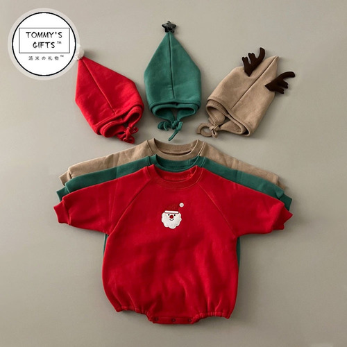 Ins style baby Christmas clothes autumn and winter new infant jumpsuit plus velvet thickened romper suit to keep warm