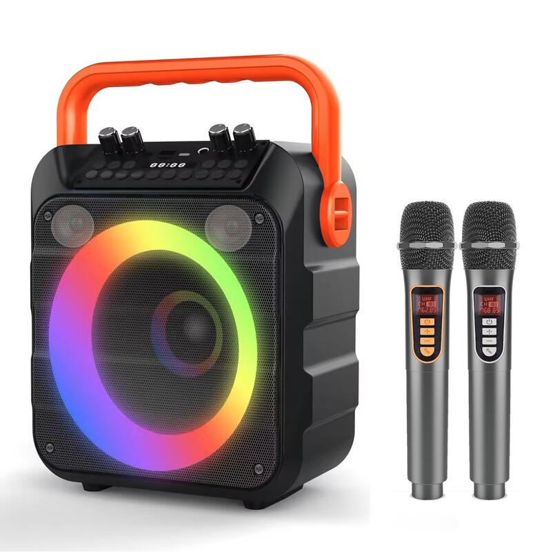 Foreign Trade Export Customized Large Volume Portable Bluetooth Karaoke Speaker with Colorful Lights Outdoor Park Singing Audio K