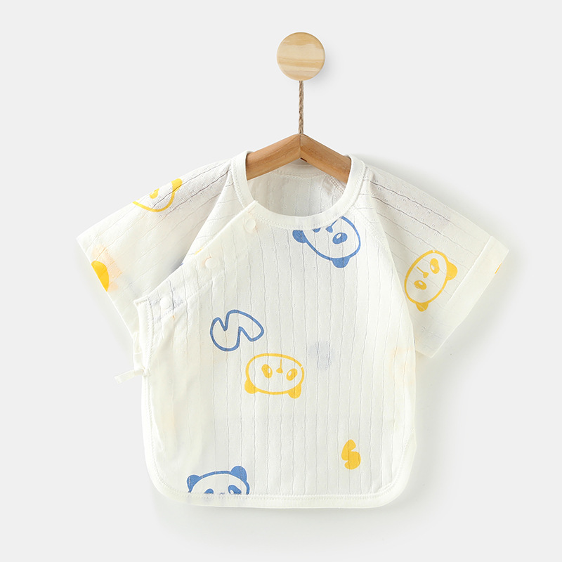 Summer thin half-back shirt for newborn babies, pure cotton, boneless short-sleeved Buddhist monk-style summer air-conditioned room top for first babies