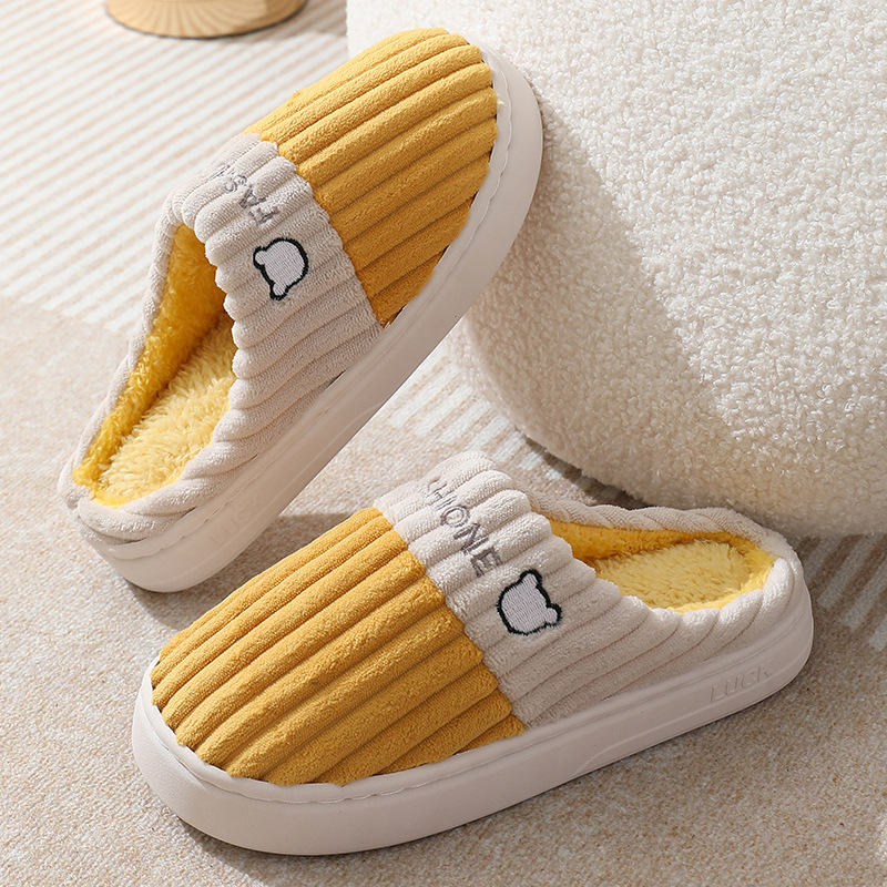 Pantuflas de algodón para mujer, nuevo estilo de otoño e invierno, antideslizantes para interiores, pantuflas cálidas para hombre, invierno.