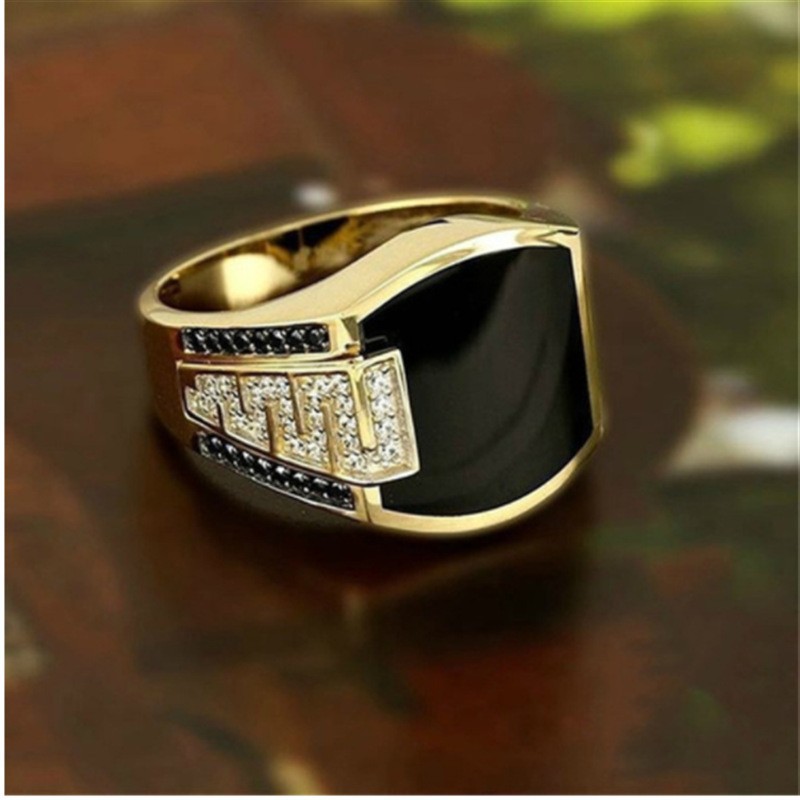 15g Weight Hip-hop Geometric Alloy Plating Inlay Rhinestones Men's Rings