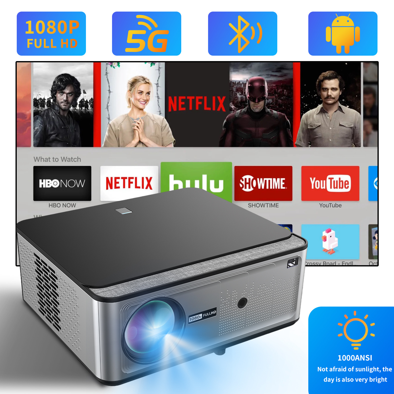 Hisilicon 352 Projector Automatic Keystone Correction Dormitory Home Dual-Band Wifi Android 1080 Projector Hd