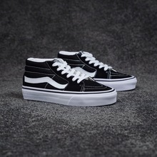 万斯Sk8-Mid 复古街头休闲经典黑白中帮男女帆布鞋情侣百搭滑板鞋