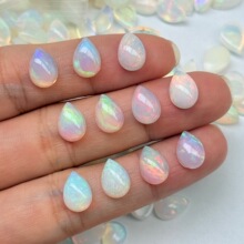 批发天然欧泊戒面 水滴梨形平底素面裸石 火彩独特天然欧泊蛋白石