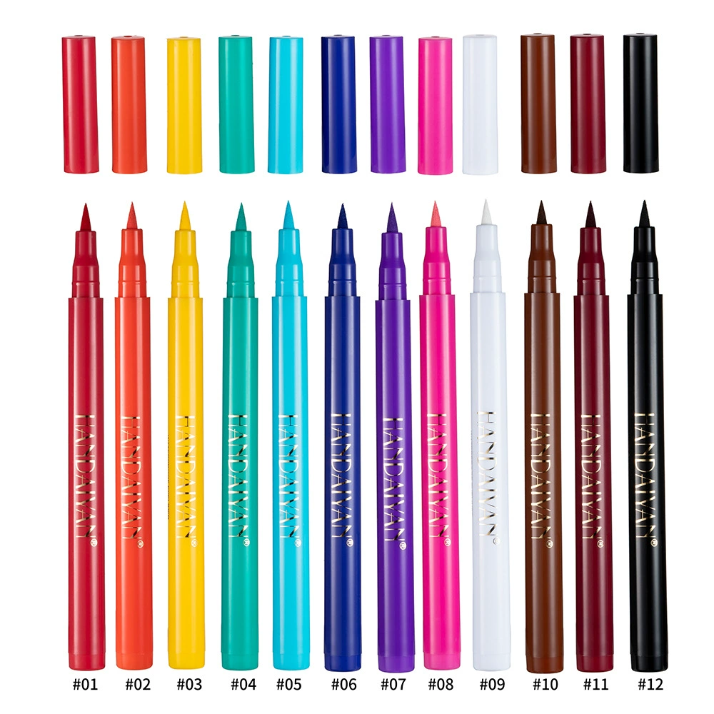 Eye Pencil (HANDAIYAN) Rainbow Makeup Primer, Waterproof Smudge‑Proof, 12 Colors, 1.6 g