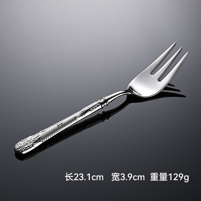 エン小麦穂 304 洋食器 ステーキナイフ、フォーク、スプーン、ティースプーン、フォーク、高見えホテル鍛造食器 ナイフとフォークのコンプリートセット|undefined