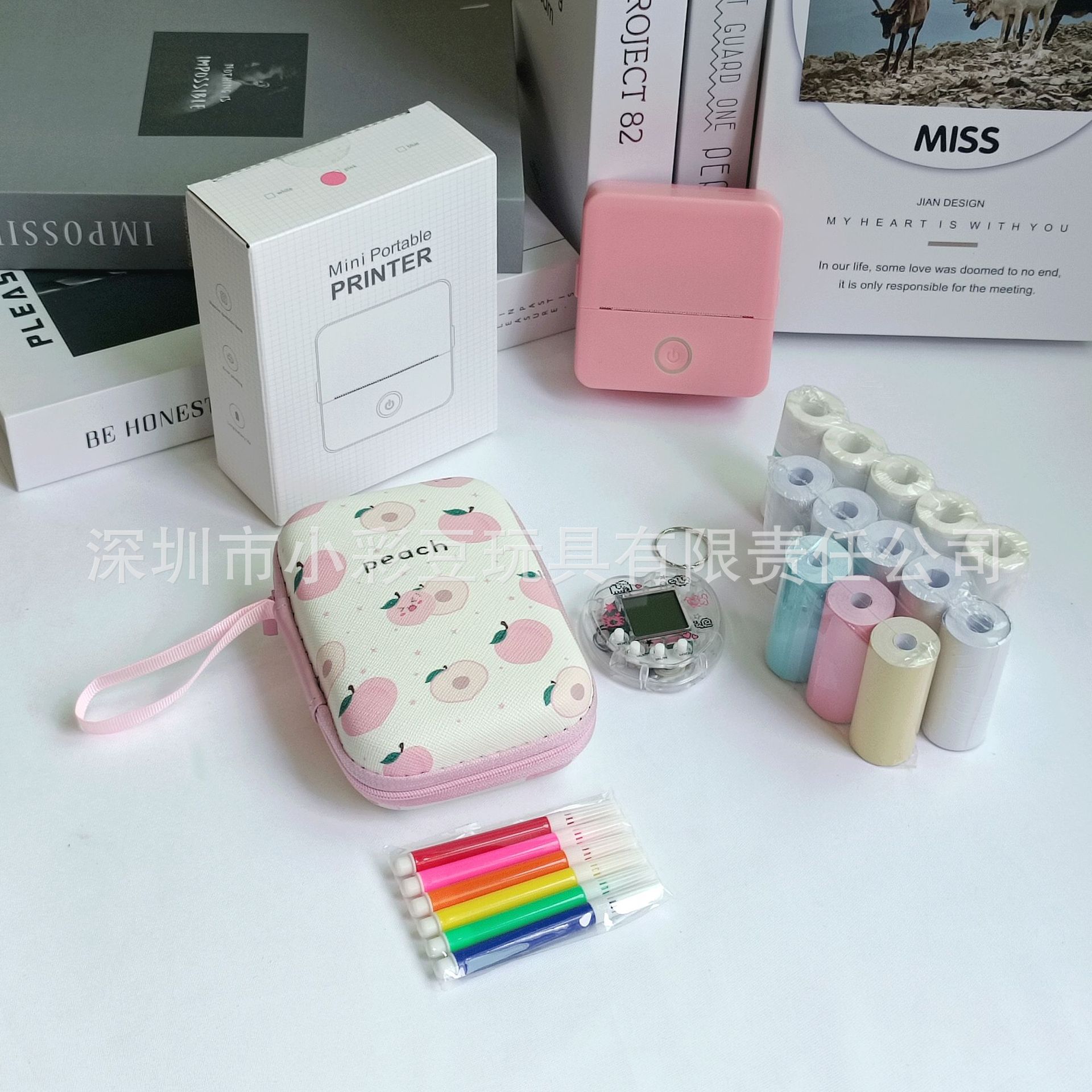 X6 파우더 + 감열지 5개 + 접착지 5개 + 색종이 3개 + 색펜 + 가방 + 전자 애완동물