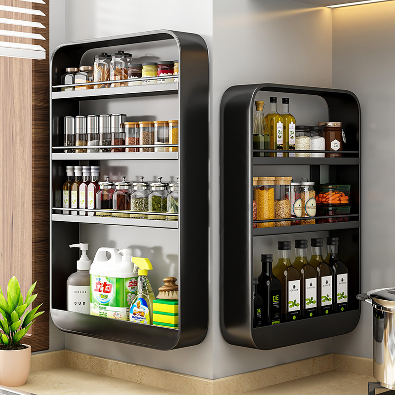 Cocina rack de almacenamiento montado en la pared rack de almacenamiento de condimentos sin perforar pared baño inodoro artículos diversos rack de almacenamiento