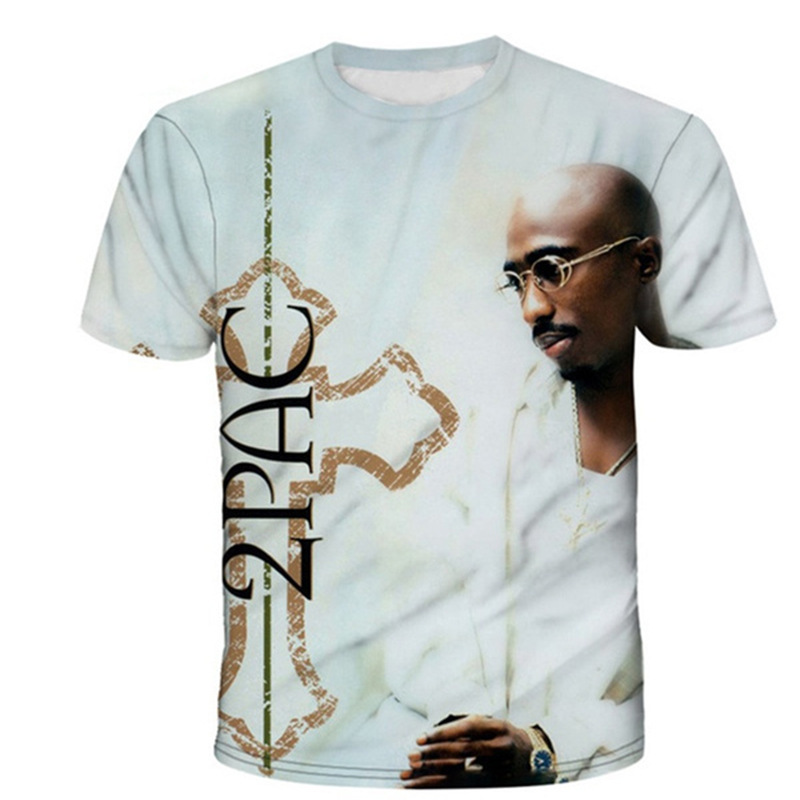 Cross-border e-commerce Amazon wish New Tupac 2Pac Series 3D printed men's T-shirt a generation of hair