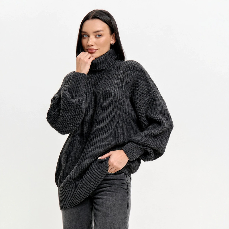 Cross-Border In-Stock Large-Size Mid-Length Sweaters Exclusively for Russia Ozon, Factory-Supplied High-Neck Knitted Tops Cross-Border In-Stock Large-Size Mid-Length Sweaters Exclusively for Russia Ozon, Factory-Supplied High-Neck Knitted Tops