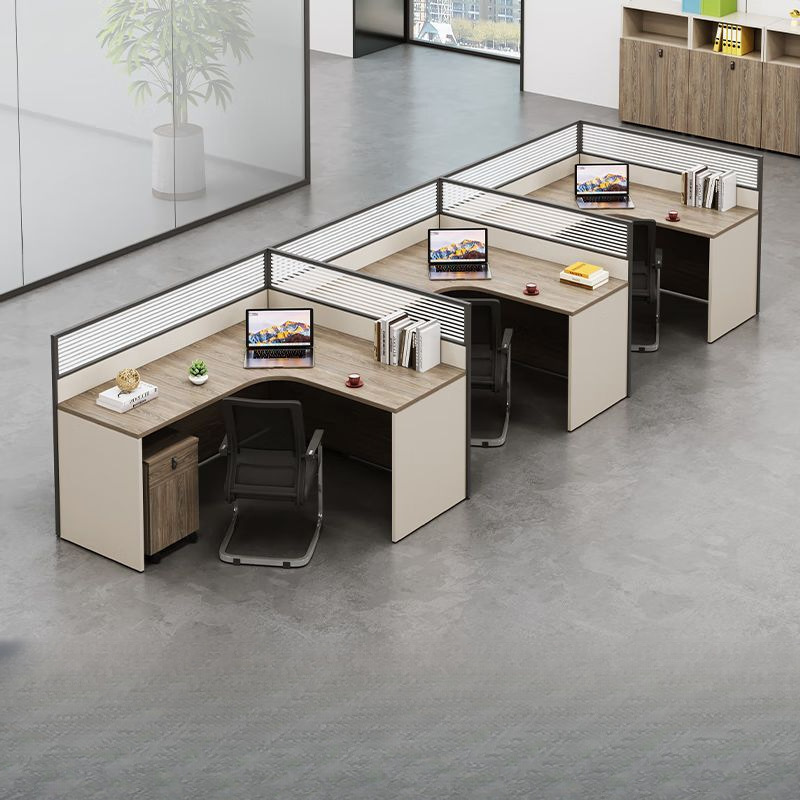 Staff office desk and chair combination, simple modern office desk for 6 people, partitioned staff cubicle desk