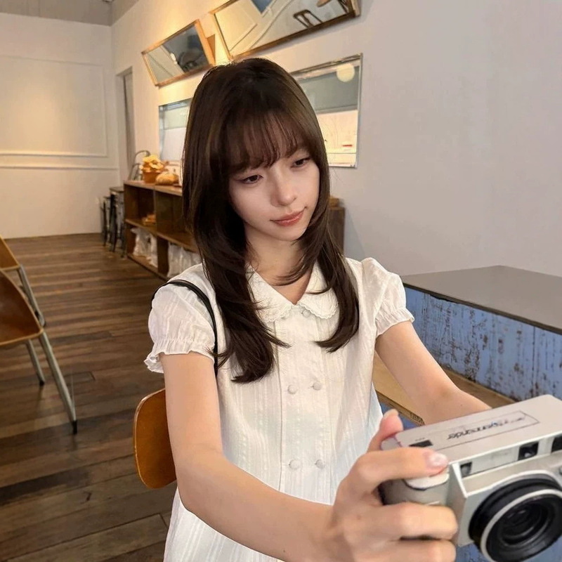 French-Style Double-Breasted Lace Sweet Doll Collar Shirt Women's Summer New Slim-Fit Short-Sleeve Blouse Top French-Style Double-Breasted Lace Sweet Doll Collar Shirt Women's Summer New Slim-Fit Short-Sleeve Blouse Top