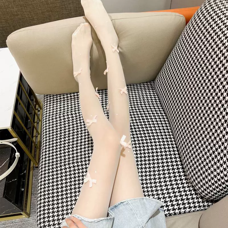 Summer velvet tights with bow, Lolita style