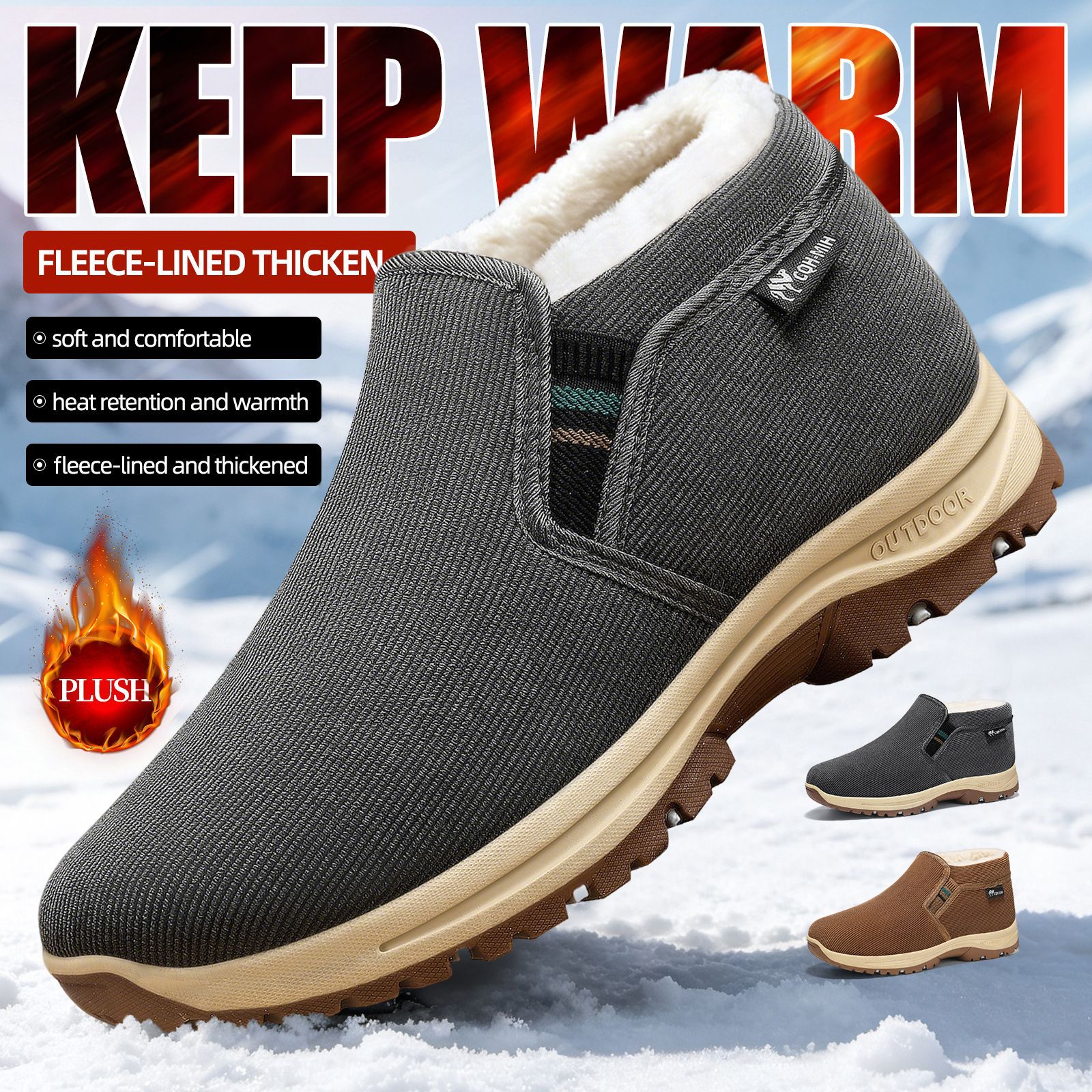 Zapatos de algodón cálidos para hombres en invierno, zapatos de tela viejos de Beijing más terciopelo engrosado, padre de mediana edad y ancianos cómodos con zapatos casuales image 3