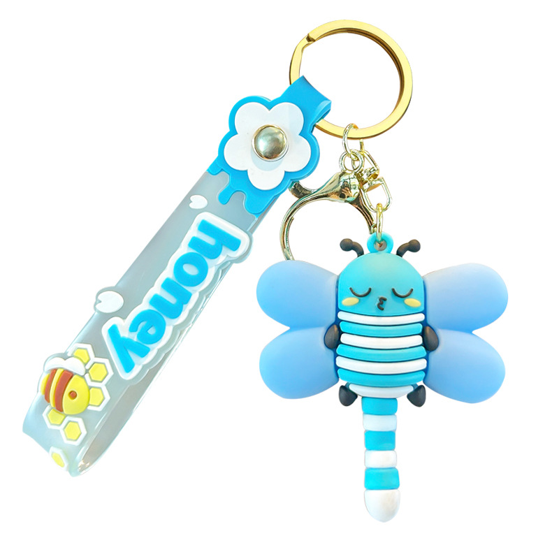 2025 nuevo llavero de abeja de libélula de dibujos animados muñeca de insecto creativo bolso de escuela de estudiante colgante pequeño regalo