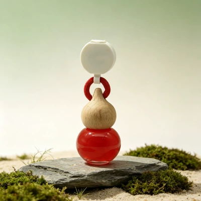 Car air freshener, car perfume pendant, gourd-shaped glass bottle, eliminates odors inside the car, provides long-lasting fragrance, a luxurious car accessory (Car hanging) - red-perfume-strawberry-scent-pull-tab-gourd-pendant