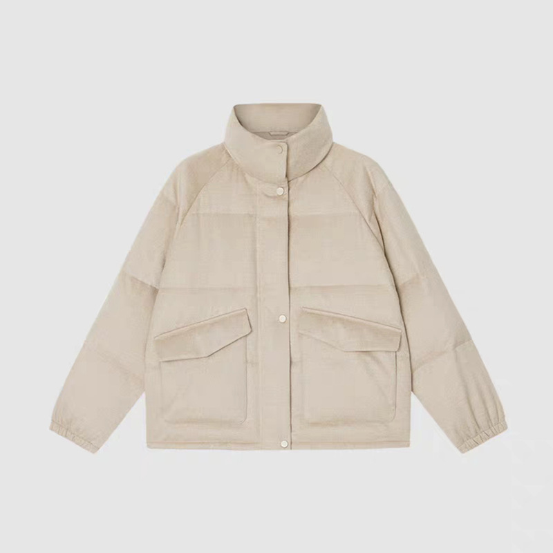 Bi Entry-Level Item~He9900+! Melard Stand Collar Silk Camel down Long-Sleeve Goose down Warm down Jacket for Women Winter