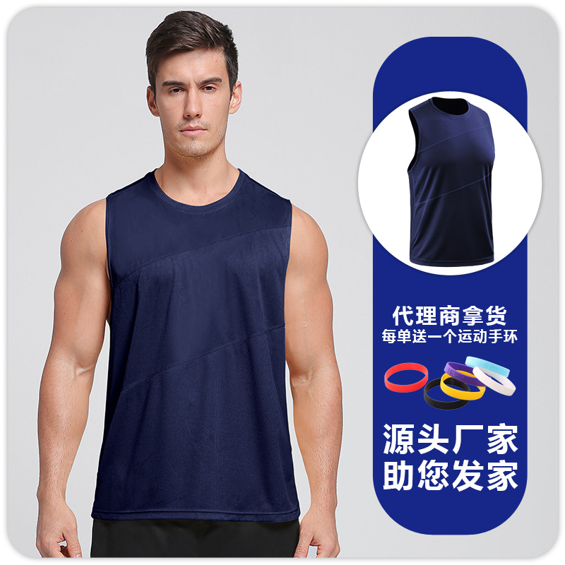 Maratón de verano chaleco deportivo de secado rápido chaleco sin mangas de los hombres corriendo entrenamiento de baloncesto Chaleco de fitness Suelto image 14