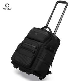 OZUKO登机拉杆包男士旅行背包多功能大容量短途商务防水双肩包