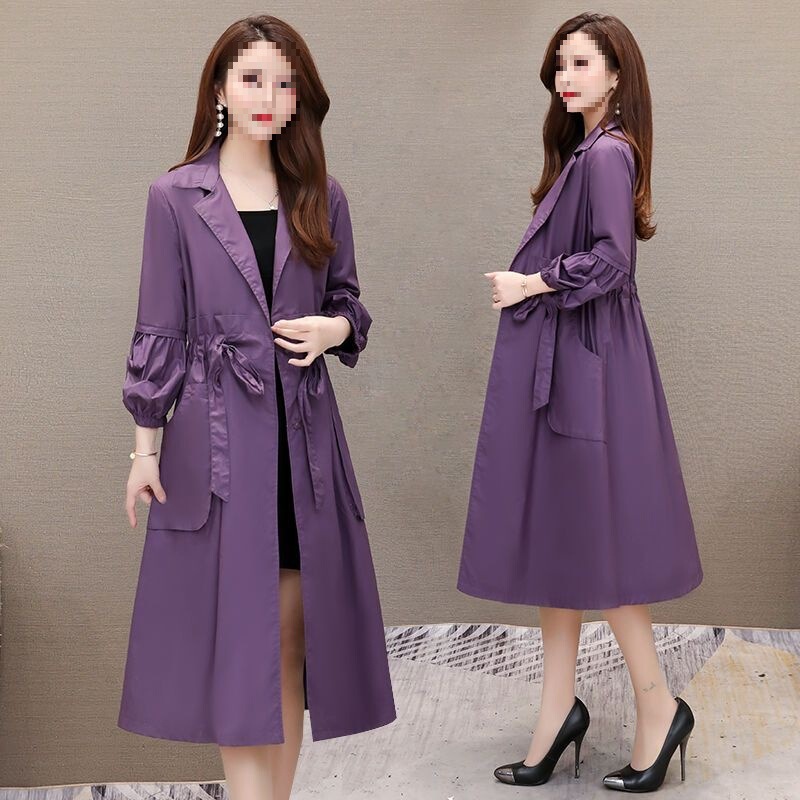 Temperament Windbreaker Women's Mid-Length Autumn New Korean Style Loose Thin British Style Long Coat Jacket