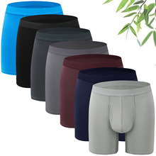 欧美跨境加长款男士内裤竹子运动透气中腰平角裤亚马逊通标现货