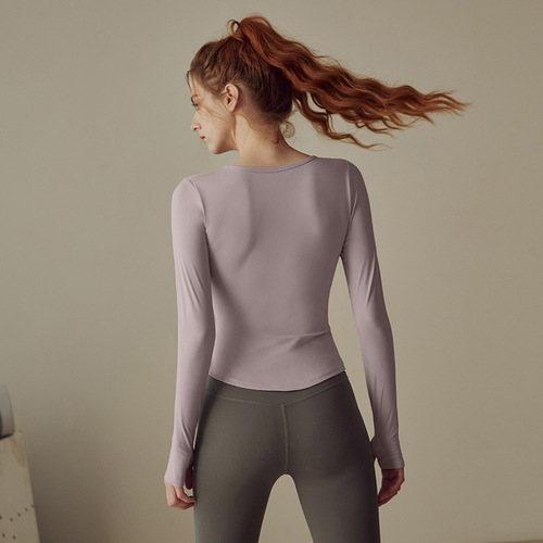 Women's Sports Bra Top Yoga Suit 2024 Summer Long Sleeve Running Exercise Quick Dry Pilates Slimming Fitness Top