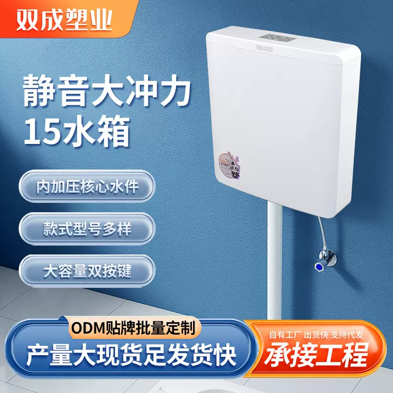 厂家批发卫生间蹲便器水箱双按键大冲力加厚家用蹲厕壁挂式冲水箱