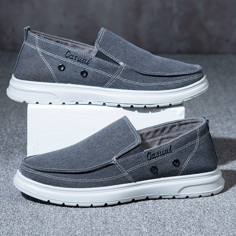 Extra Large Size Men's Shoes 45 Size 48 Size Men's Board Shoes Slip-on Casual Canvas Shoes Lightweight Soft Bottom Dad Shoes Car Shoes