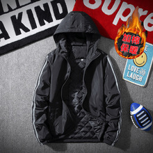 春秋加厚上衣大码男装流宽松二棉外套男潮男士夹克新款秋冬季夹棉